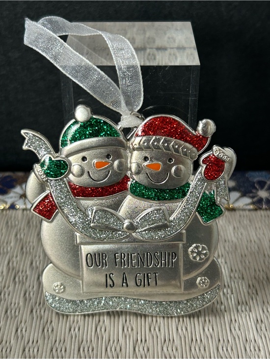 Other - Holiday Snowman Friendship Ornament - Silver with Red & Green Glitter